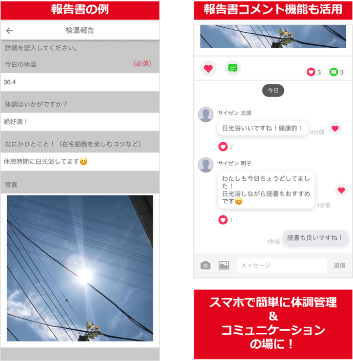 報告書で体調管理を行う 報告書で体調管理を行う